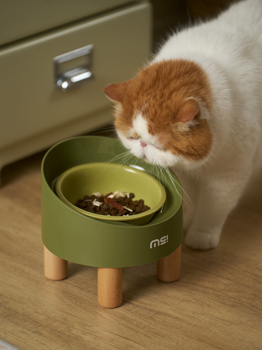 Kat eet uit de MakeSure Rolls voerbak