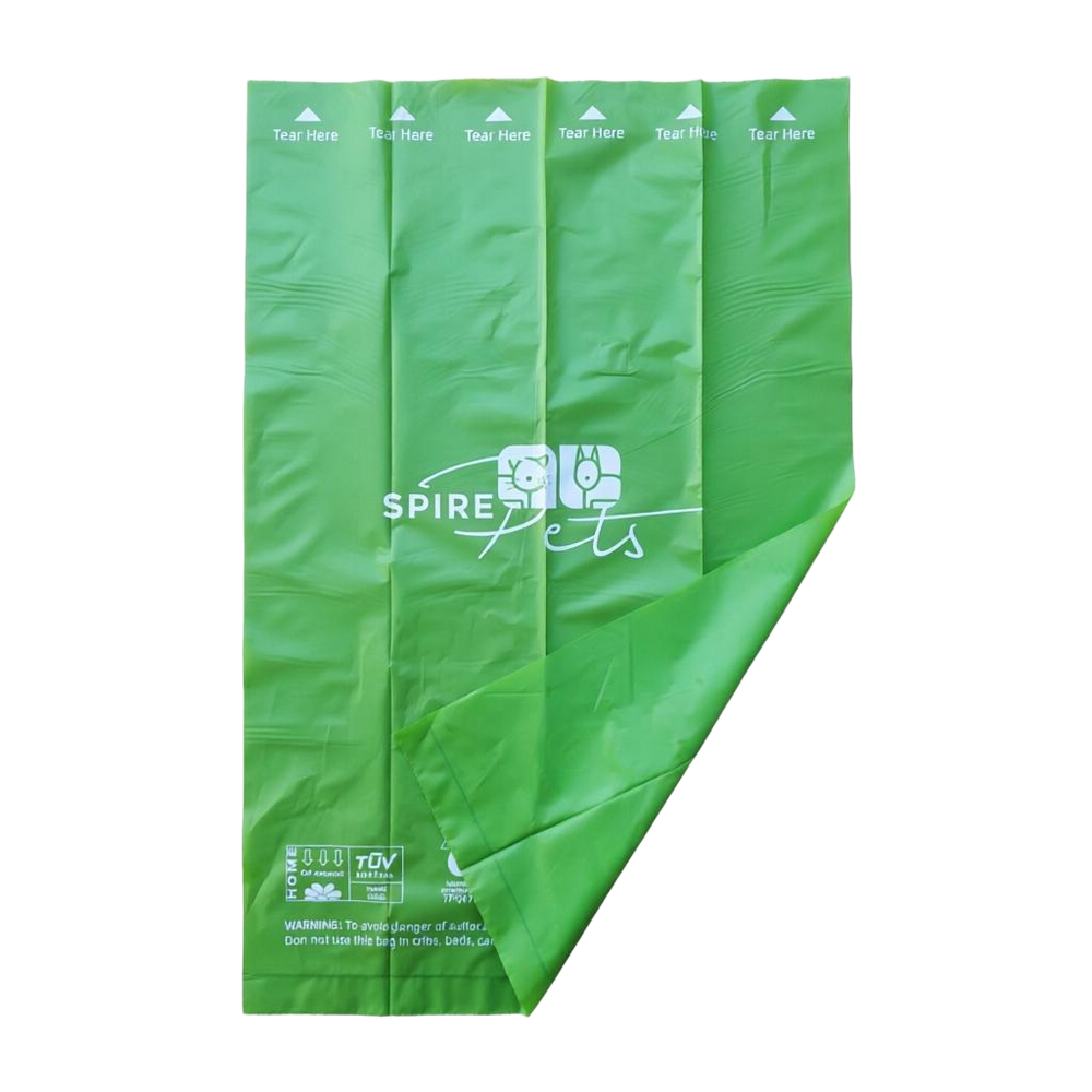 Groen poepzakje met omgevouwen hoek
