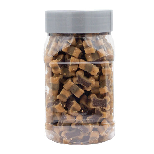 Doorzichtige pot met botjesvormige hondensnacks