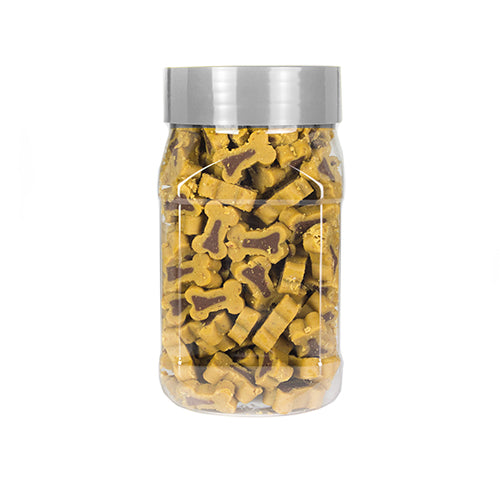 Doorzichtige pot met botjesvormige hondensnacks