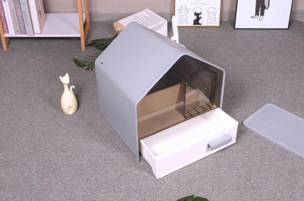 Kattenbak met lade schuin van voren