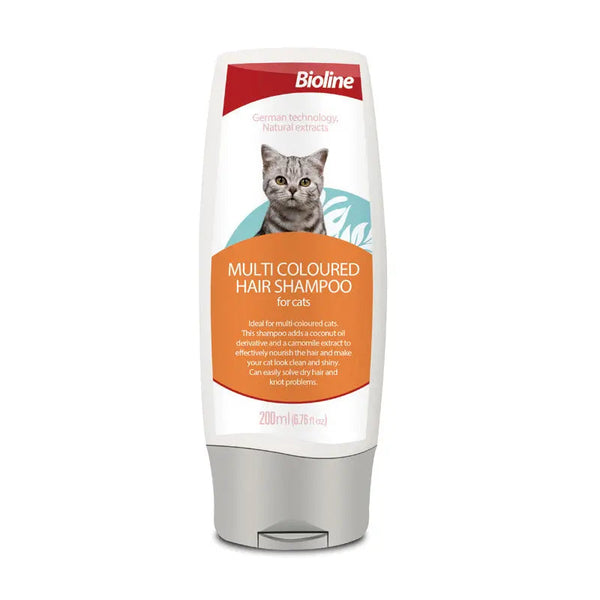 Tube Bioline-kattenshampoo voor meerkleurige vacht, 200 ml
