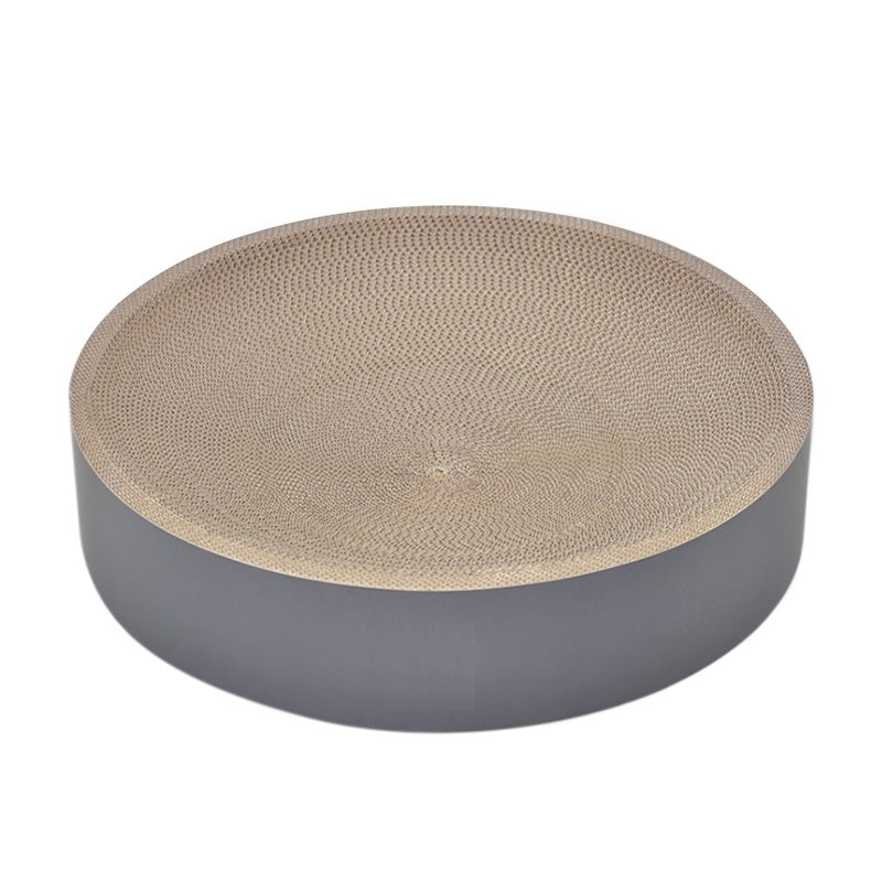 Ronde kattenmand met krabplank van grijs karton