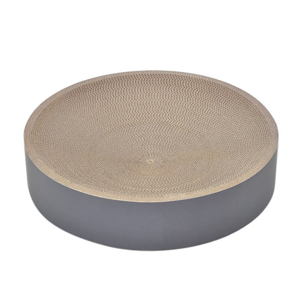 Ronde kattenmand met krabplank van grijs karton