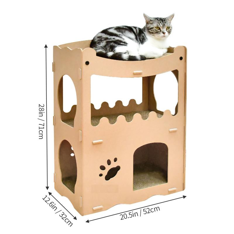 Afmetingen van het kattenhuis van hout en karton