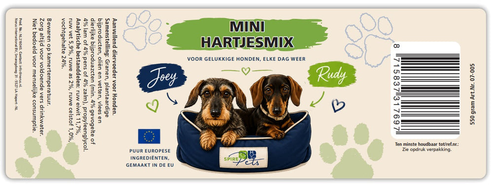 Etiket van de Joey & Rudy Mini Hartjesmix